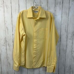 Lucasini Men's Yellow Button-Down Dress Shirt Cotton Blend Size 16.5 Neck
